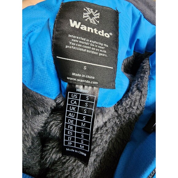 WANTDO Blue Ski Jacket Waterproof Windproof Detachable Hood Size Small - Picture 12 of 13